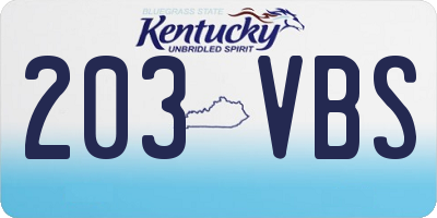 KY license plate 203VBS