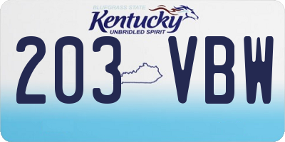 KY license plate 203VBW