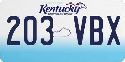 KY license plate 203VBX