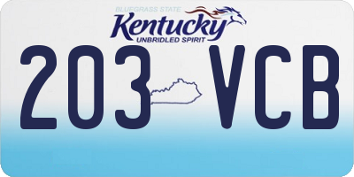 KY license plate 203VCB