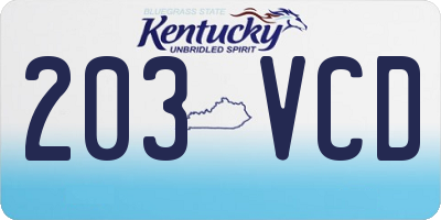 KY license plate 203VCD