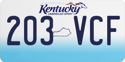 KY license plate 203VCF