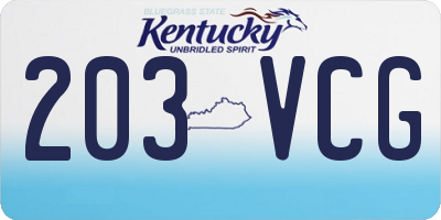 KY license plate 203VCG