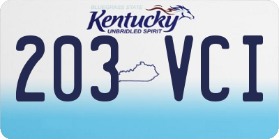 KY license plate 203VCI