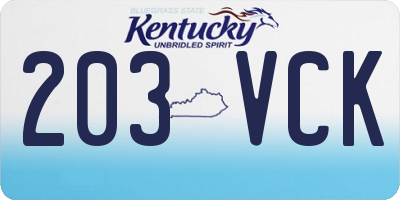 KY license plate 203VCK
