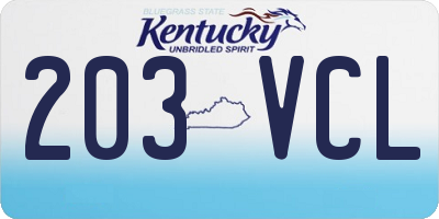 KY license plate 203VCL
