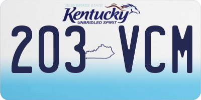 KY license plate 203VCM