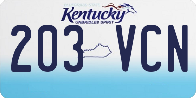 KY license plate 203VCN