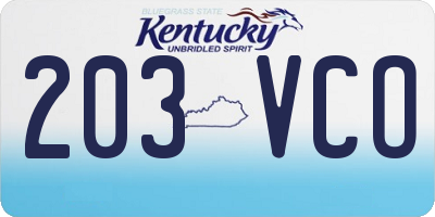 KY license plate 203VCO