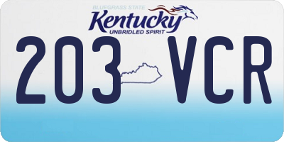 KY license plate 203VCR