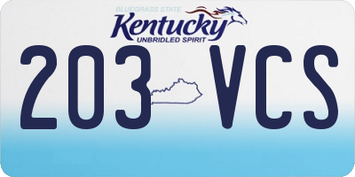 KY license plate 203VCS