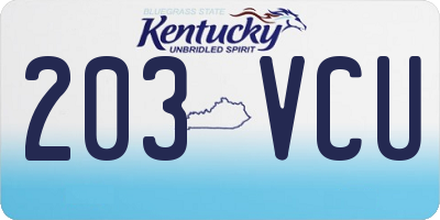 KY license plate 203VCU