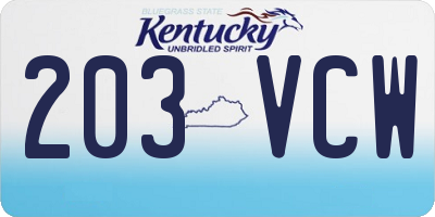 KY license plate 203VCW