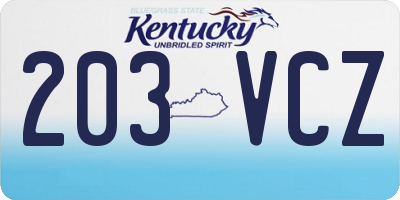 KY license plate 203VCZ