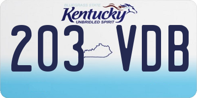 KY license plate 203VDB