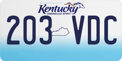 KY license plate 203VDC