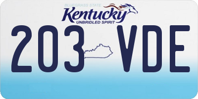 KY license plate 203VDE