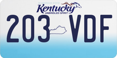 KY license plate 203VDF