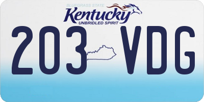 KY license plate 203VDG