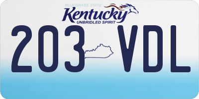 KY license plate 203VDL