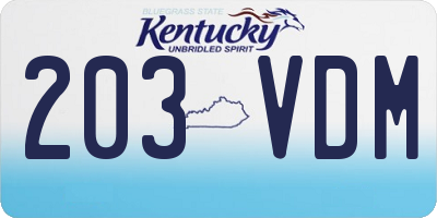 KY license plate 203VDM