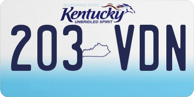 KY license plate 203VDN