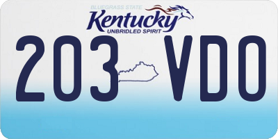 KY license plate 203VDO
