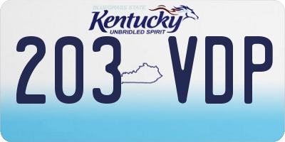 KY license plate 203VDP