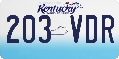 KY license plate 203VDR
