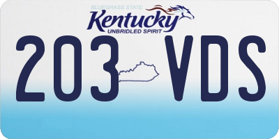 KY license plate 203VDS