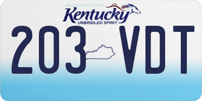 KY license plate 203VDT