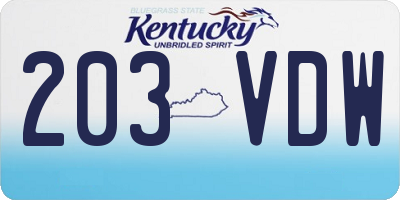 KY license plate 203VDW