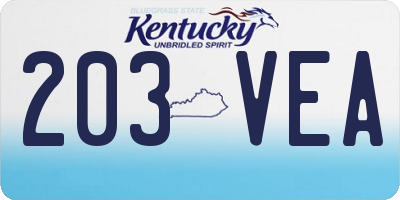 KY license plate 203VEA