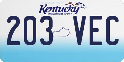KY license plate 203VEC