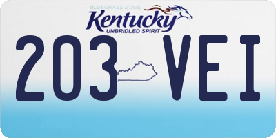 KY license plate 203VEI