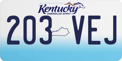 KY license plate 203VEJ