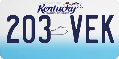 KY license plate 203VEK