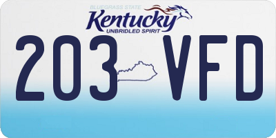 KY license plate 203VFD