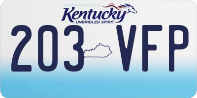 KY license plate 203VFP