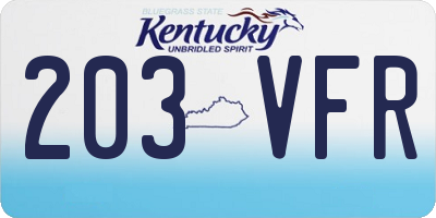 KY license plate 203VFR