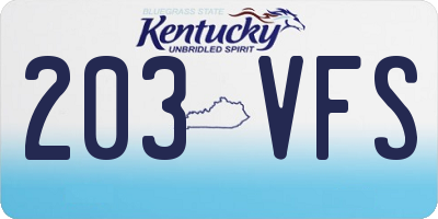 KY license plate 203VFS