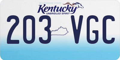 KY license plate 203VGC