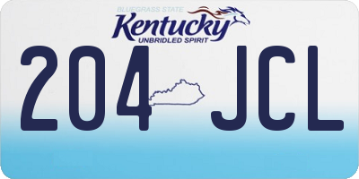 KY license plate 204JCL