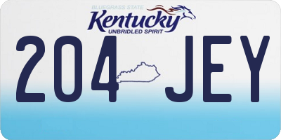 KY license plate 204JEY