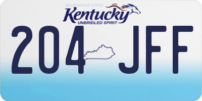 KY license plate 204JFF