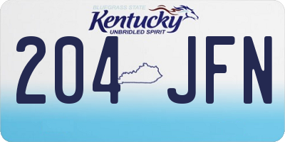 KY license plate 204JFN