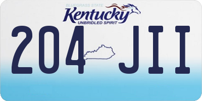 KY license plate 204JII