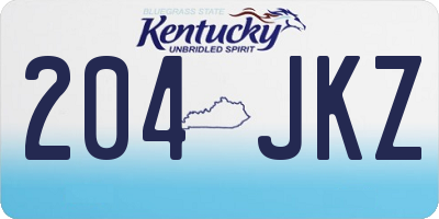 KY license plate 204JKZ