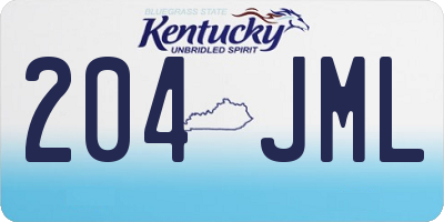 KY license plate 204JML