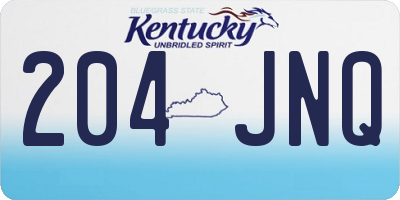 KY license plate 204JNQ